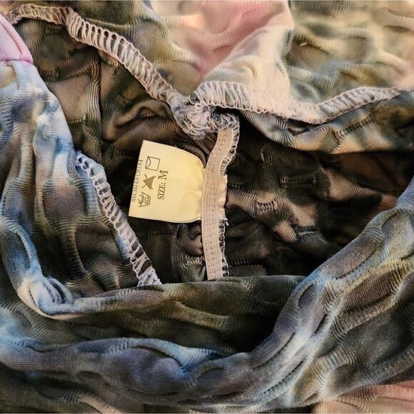 Tik Tok Geo Tie Die Cinch Butt Pockets Leggings Medium - Picture 6 of 6